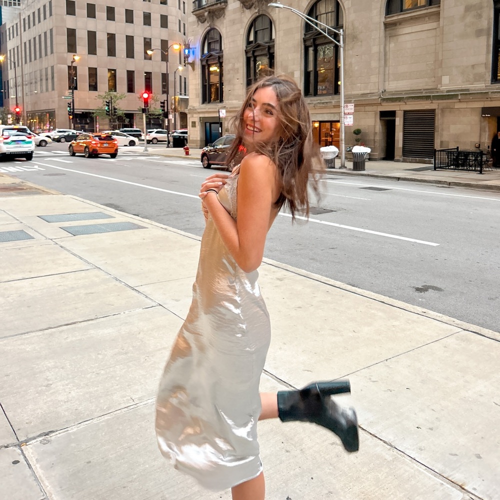 Silver midi dress